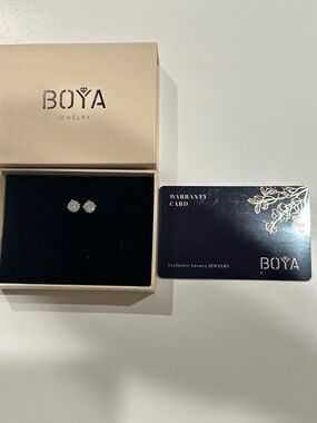 White Diamond Round Stud Earrings